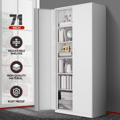 71 Белый запирающийся металлический Шкаф для хранения хозяйственных инструментов с 5 регулируемыми полками