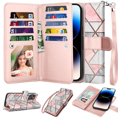 For iPhone 16 15 14 13 12 11 Pro Max SE Magnetic Leather Wallet Phone Case Cover