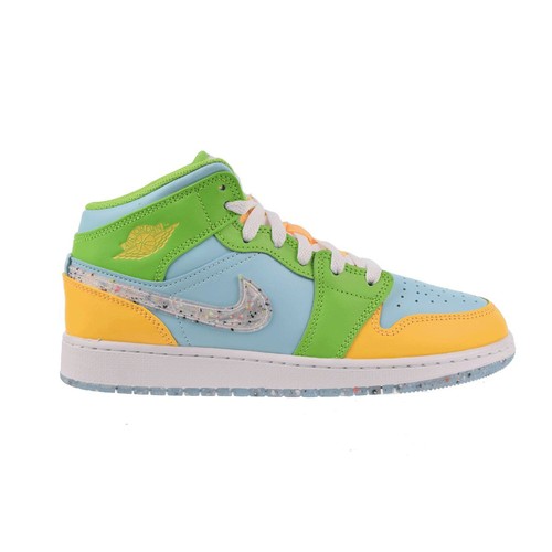 Детские кроссовки Air Jordan 1 Mid SE (GS) Glacier Ice-Citron-Green DX4368-400