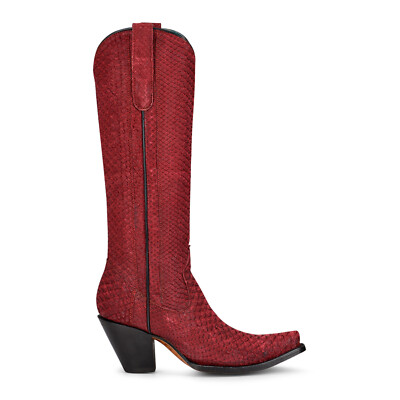 Pre-owned Corral Boots Corral Womens Python Cowboy Boots Snake Red