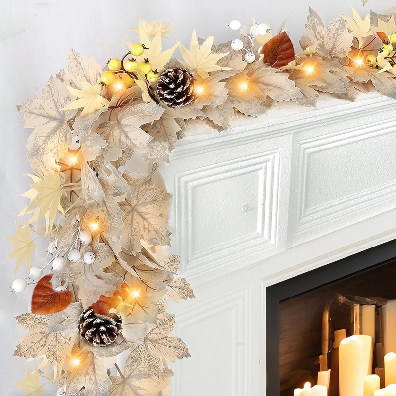 Timer - Fall Garland Decorations for 6 FT, Grayish White