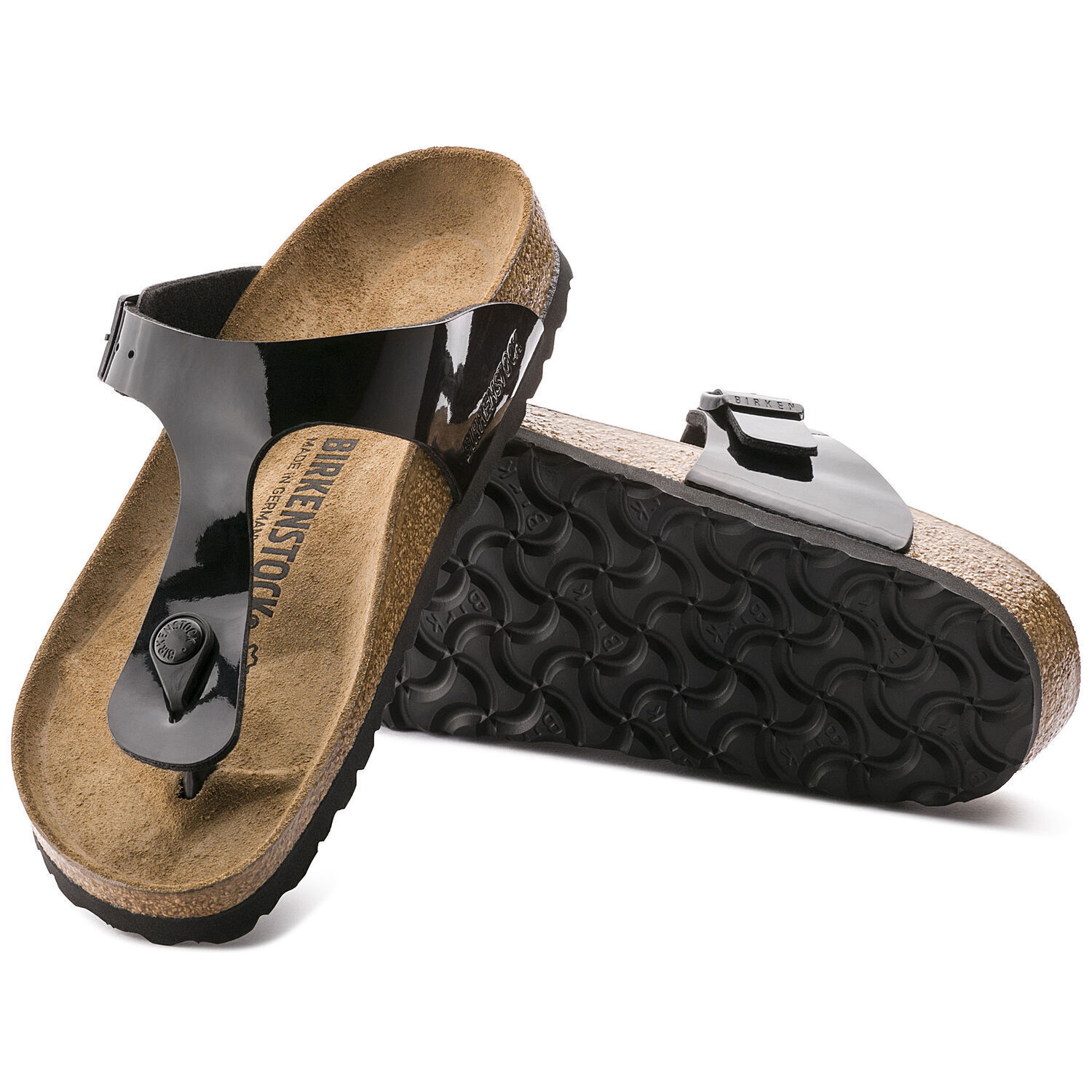 

[43661] Черные лакированные кожаные ремешки Birkenstock Gizeh BFLO *НОВИНКА*, Черный, Birkenstock Gizeh