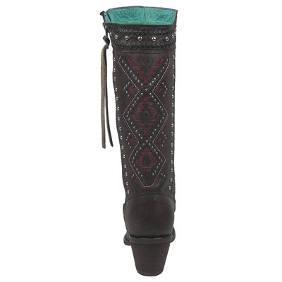 Pre-owned Corral Boots Corral Women's Distressed Aztec Studded Round Toe Cowgirl Boots C2881