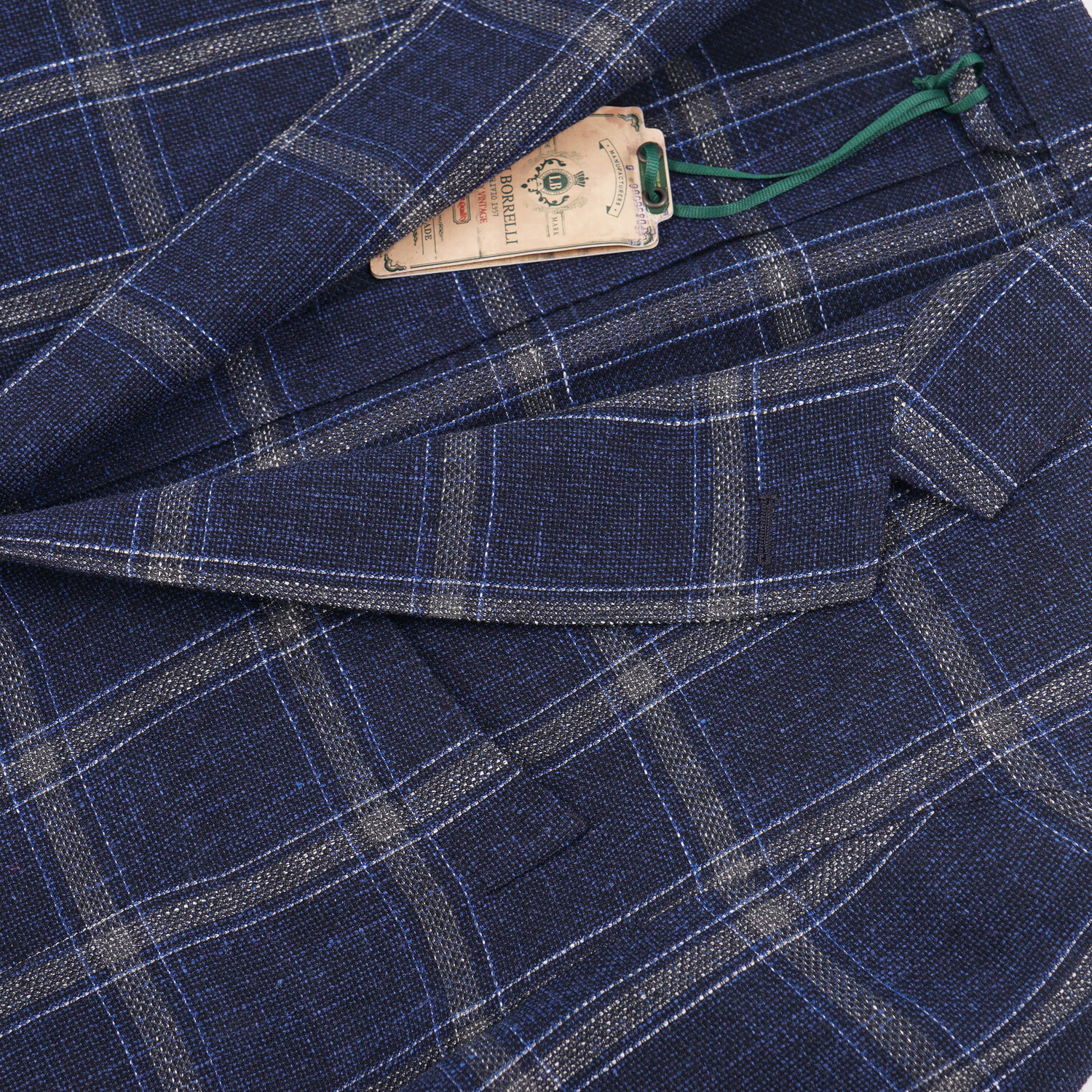 Pre-owned Borrelli Luigi  Soft-constructed Navy Blue Check Wool-cotton-linen Sport Coat 40r