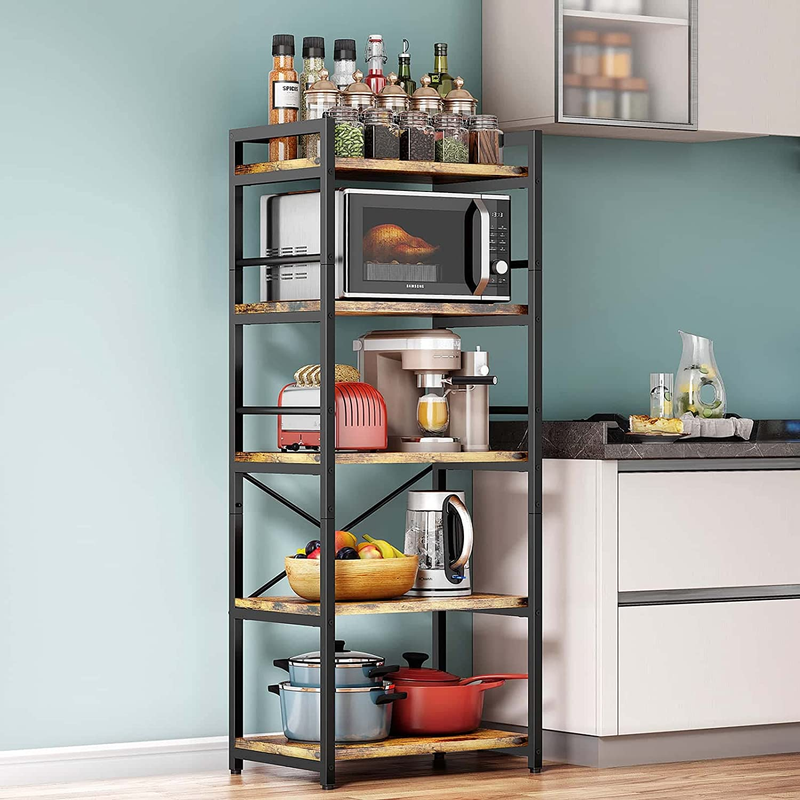 Kitchen Rack with Storage, Industrial 5-Tier Microwave Oven