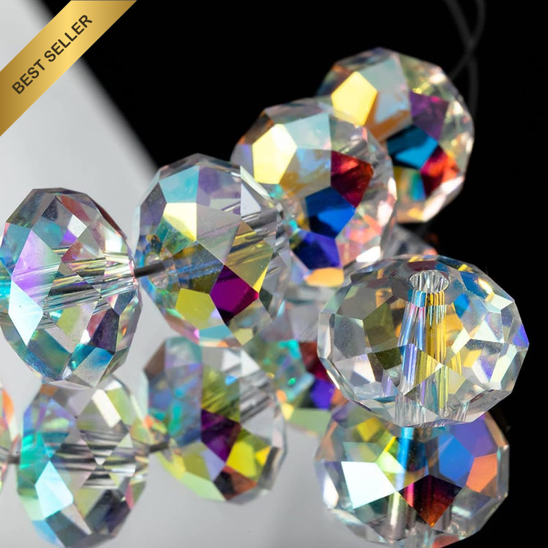 200pc 8mm Crystal AB Rondelle Briolette Glass Beads for Jewelry