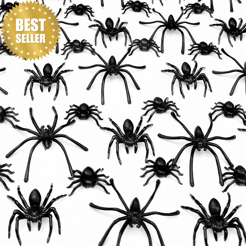 120PCS Realistic Halloween Plastic Spiders Fake Black Scary Spiders Prank Props