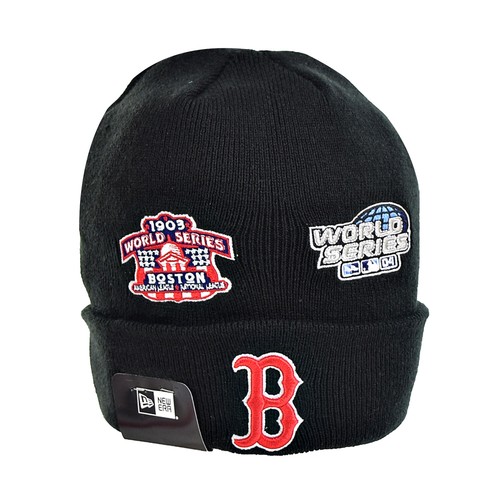 

Мужская зимняя шапка New Era Boston Red Sox Champion Patch Knit, черная, Черный