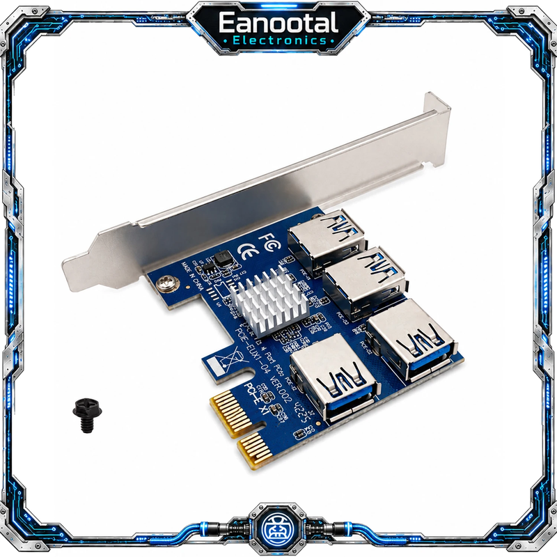PCIe X1 1 to 4 Riser Card for GPU Mining, 4 Port PCI Express Expansion Adapter f