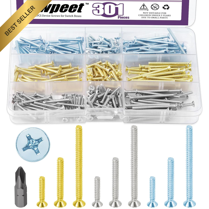 301Pcs 3.2 X 15Mm/3.2 X 25Mm/3.2 X 40Mm Galvanized Steel Phillips Flat Head Mach