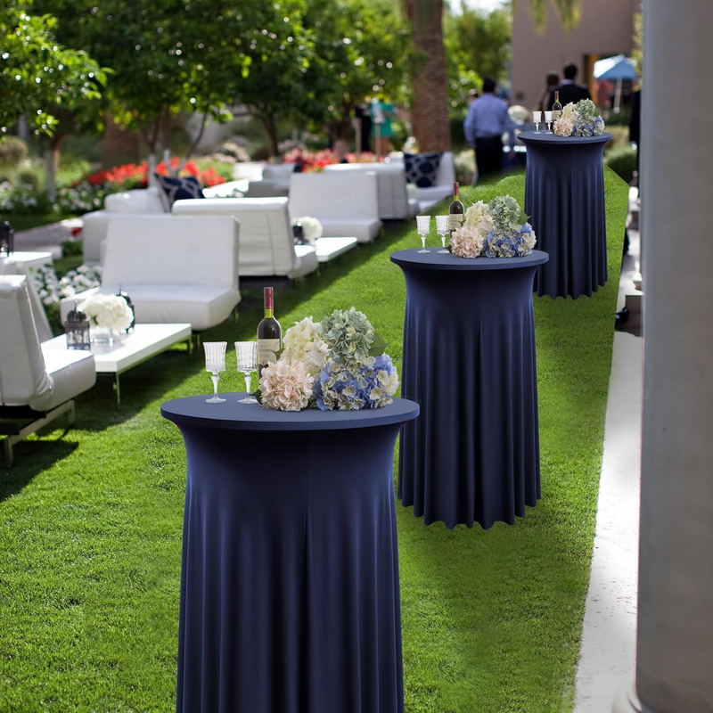 2 Pack Navy Blue round High Top Cocktail Table Cloth 36Inch&times;43Inch Wrinkle Free