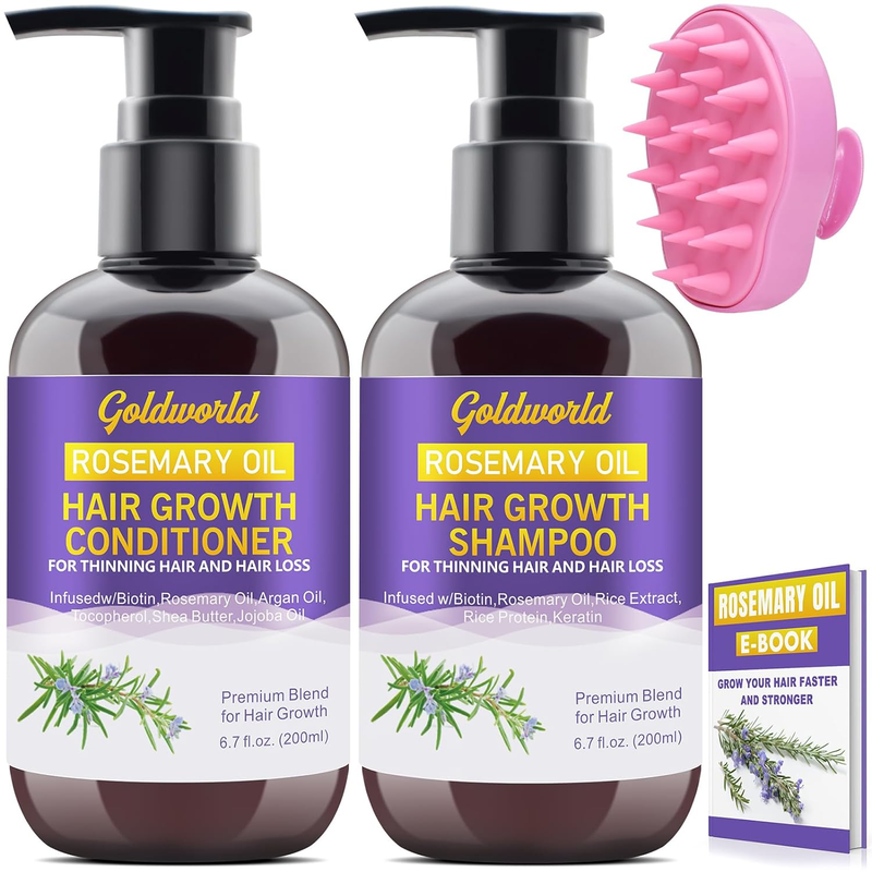 Hair Growth Shampoo and Conditioner Set W/Scalp Massager,Rosemary Keratin Biotin