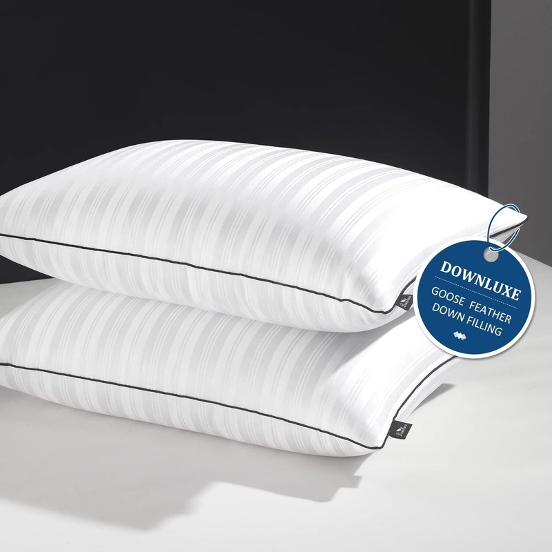 Goose Feather down Pillow Bed for Sleeping, King Size (20X36)- Set of 2-US FREE