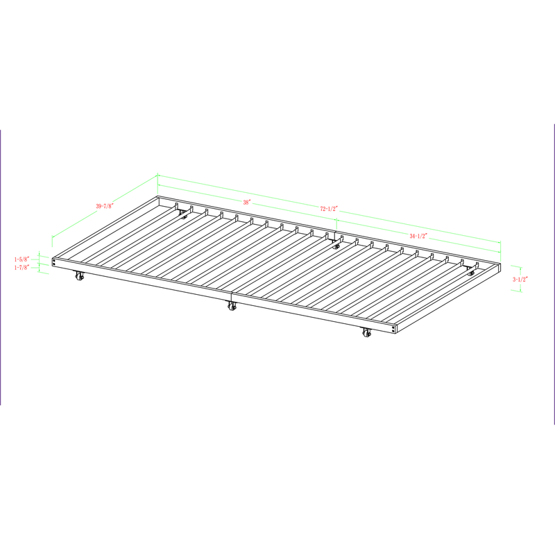 Trundle Only Bunk Beds Black Metal Twin Bed Roll-Out Frame Storage Space Saver
