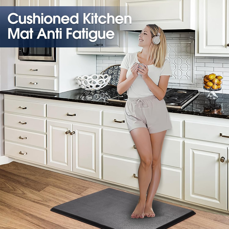 Kitchen Mat Cushioned Anti Fatigue, 18mm Waterproof,Non Slip Kitchen Rugs, Memor