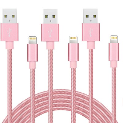 Boost Chargers, 3-Pack Extra Long (6FT 6FT 6FT) Nylon Braided Charging Cable