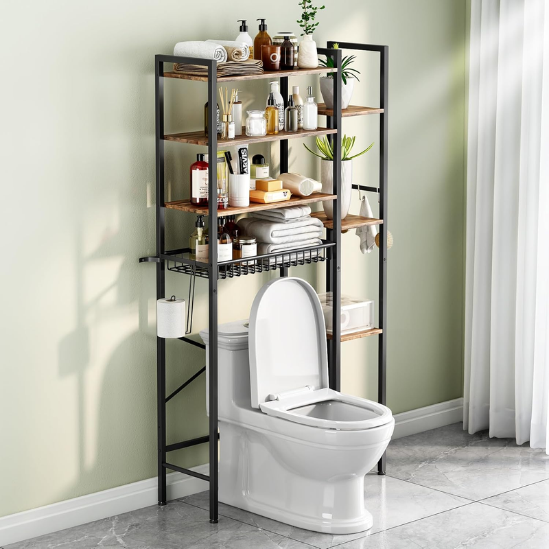 Over The Toilet Storage Rack with Extra Side Shelves, 4-Tier Bathroom Over Toile
