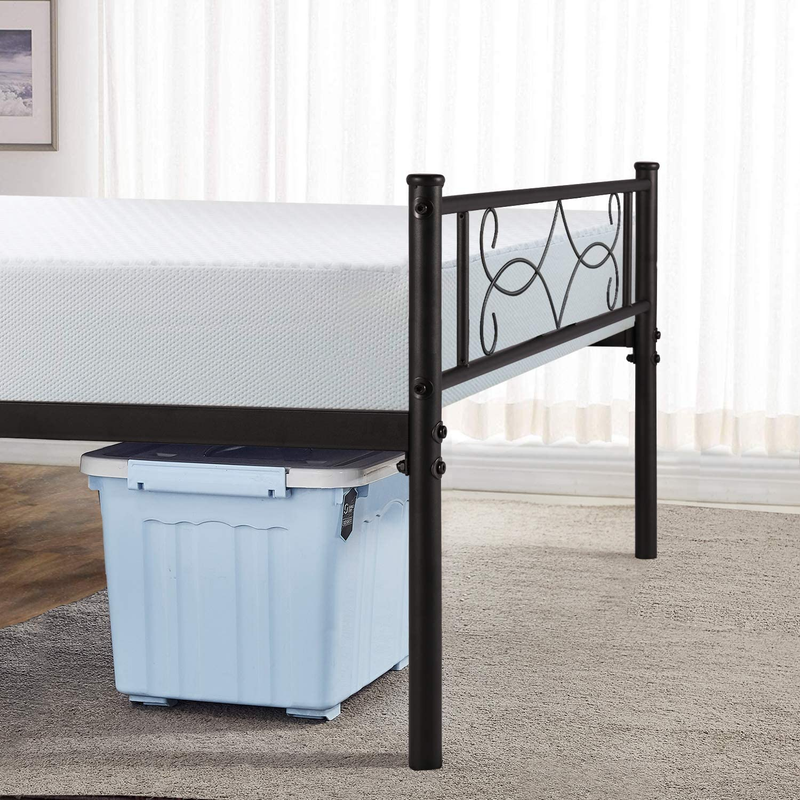 Twin Size Bed Frame Metal Platform/Mattress Foundation with Headboard Footboard/