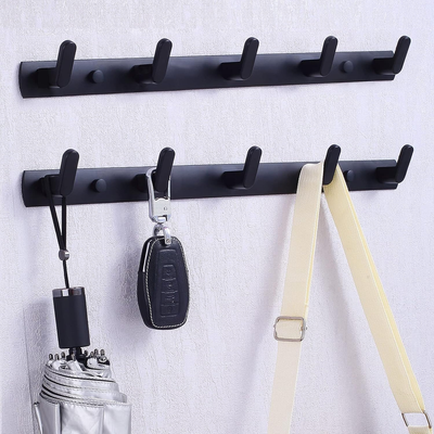 Coat Rack Wall Mount with 5 Wall Hooks, Black Coat Hangers for