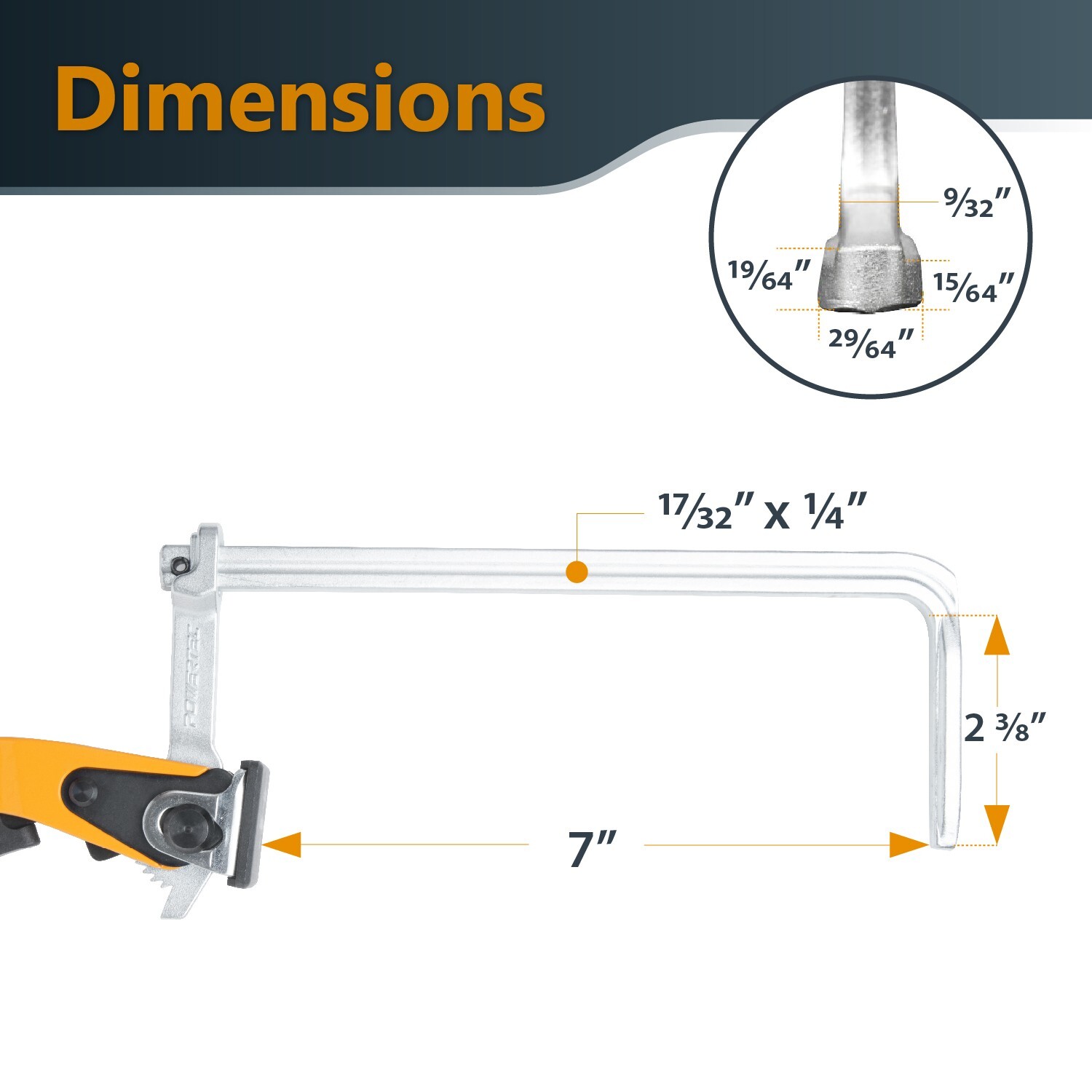 POWERTEC 7 inch Table Clamp for MFT and Guide Rail System - 2PK (71542)