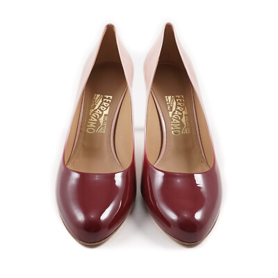 Pre-owned Ferragamo Salvatore  'leo 70' Ombre Effect Patent Leather Pumps 8.5 B $650 In Pink