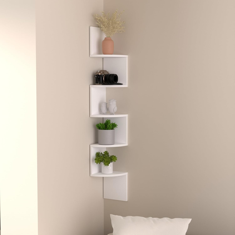 5-Tier Corner Shelves, Floating Corner Shelf, Wall Organizer Storage, Tiered Wal