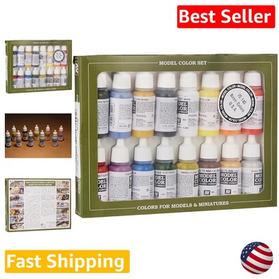Versatile Model Color Acrylic Paint Set - 16 Water-Based Paints for Hobbyists