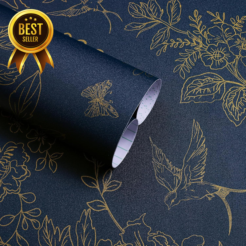 Dark Blue Floral Peel and Stick Wallpaper Navy Vintage Adhesive Removable Vinyl