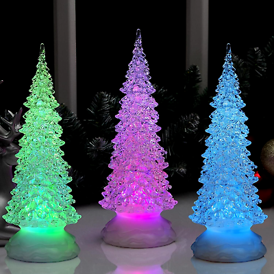 Acrylic Christmas Tree Swirl Colour Changing LED Lights Mini Decoration Ornament