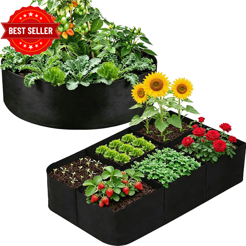 4X2X1Ft Fabric Raised Garden Bed and 100 Gallon round Grow Bags(2-Pack)