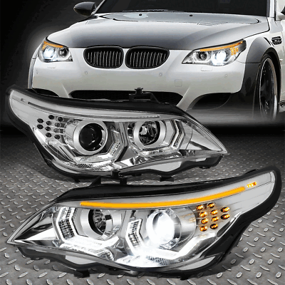 ДЛЯ 08-10 BMW E60 528I/XI 535I/XI 550I 3D LED DRL HID ПРОЕКТОР ФАРЫ ХРОМ