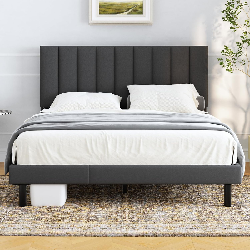 Bed Frames, Queen Bed Frames with Upholstered Headboard, Without Box Spring Nee
