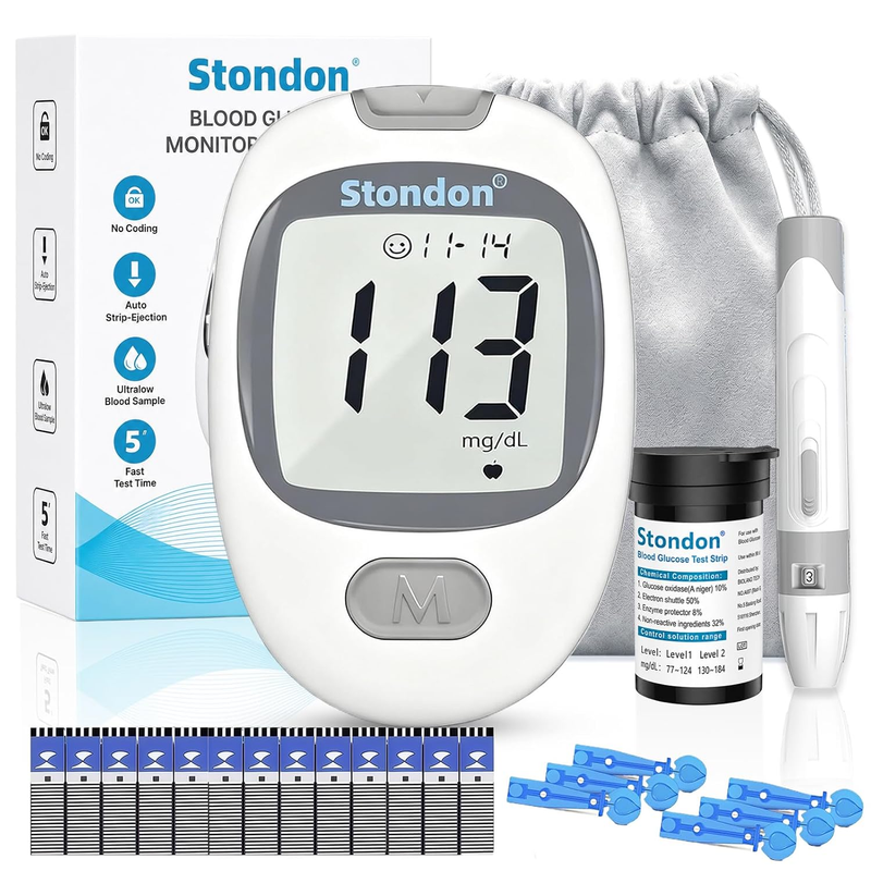 Stondon G-430 Blood Glucose Monitor Kit, 50 Strips & Lancets for Diabetes