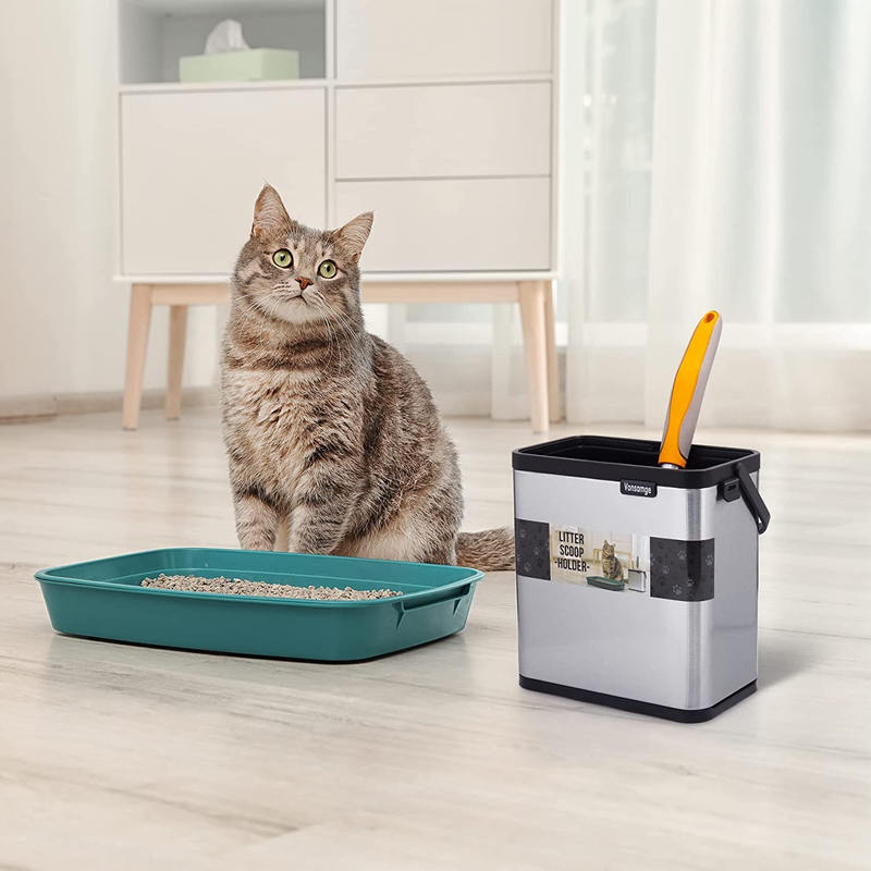 Universal Cat Litter Scoop Holder, Stainless Steel Small Trash Can.
