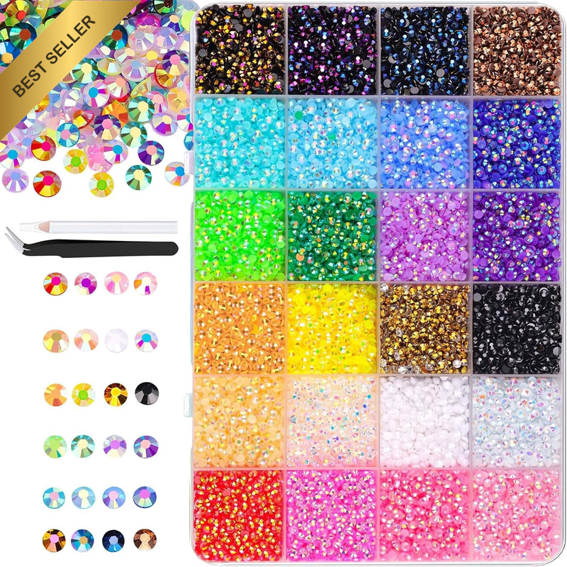 24000Pcs 3Mm Jelly Resin Nail Rhinestones Bedazzle Kit, Flatback Bedazzling Beda