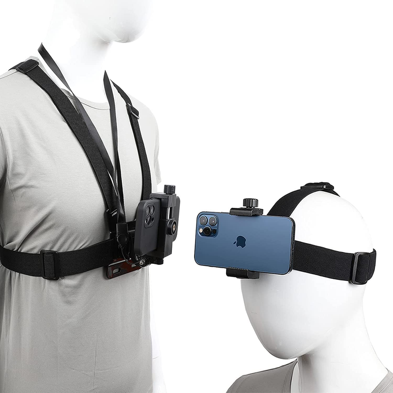 Mobile Phone Chest Strap Harness Mount Head Strap Holder Kit for POV/VLOG,Cell P