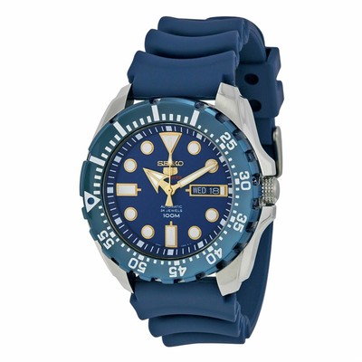 Pre-owned Seiko Men's Srp605k2 Analog Watch Automatic Acciaio Inox Blue Dial 44mm