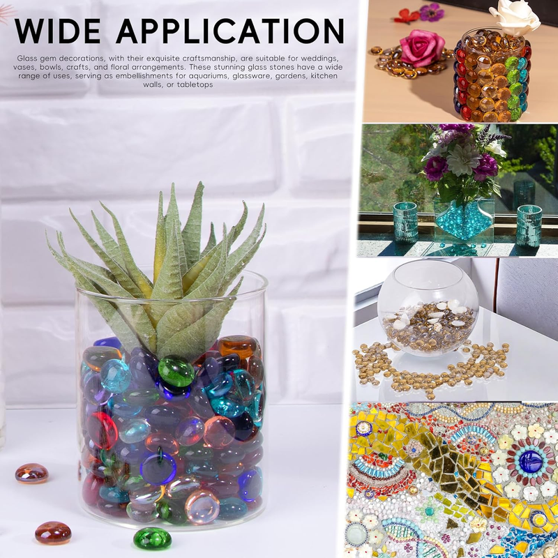 1 LB Mix Color Glass Beads, Mini Flat Glass Marbles for Vase Fillers, Floral Bot