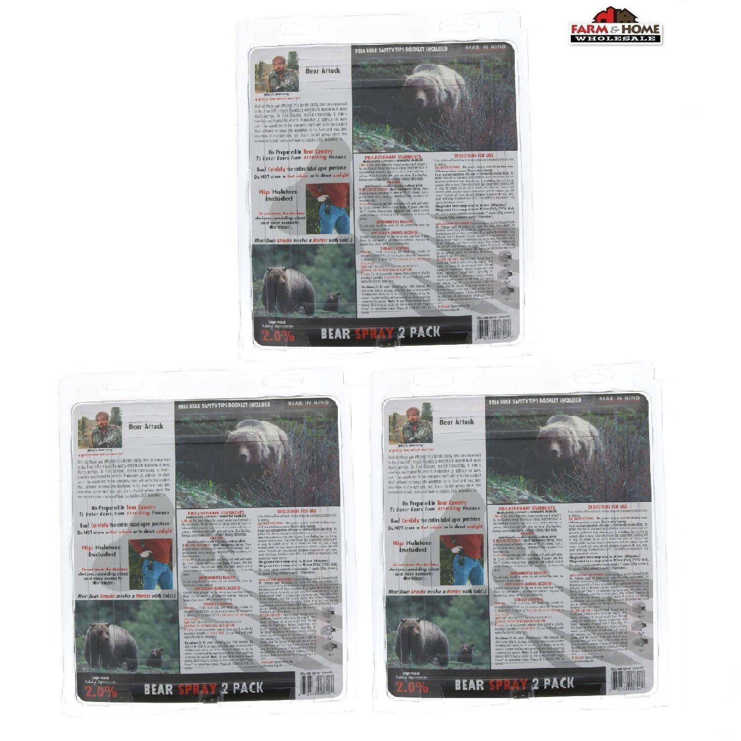 (3) UDAP Bear Deterrent Spray 7.9oz & Holster #BS2 - New