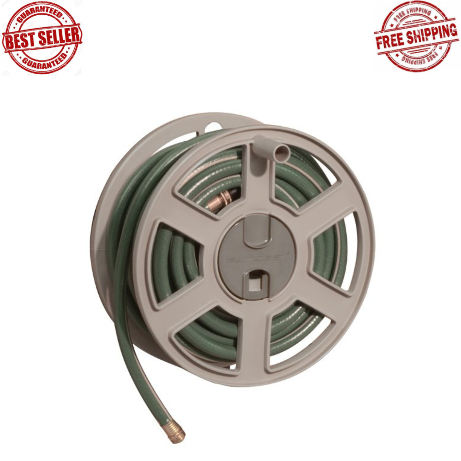 100 ft. Sidewinder Mounted Resin Hose Reel Patio Garden Durable, Taupe NEW