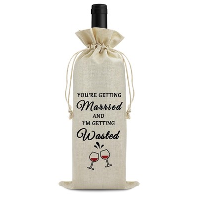 Funny Wedding Wine Bag Engagement Gift for Friends Bridal Shower Bachelorette...
