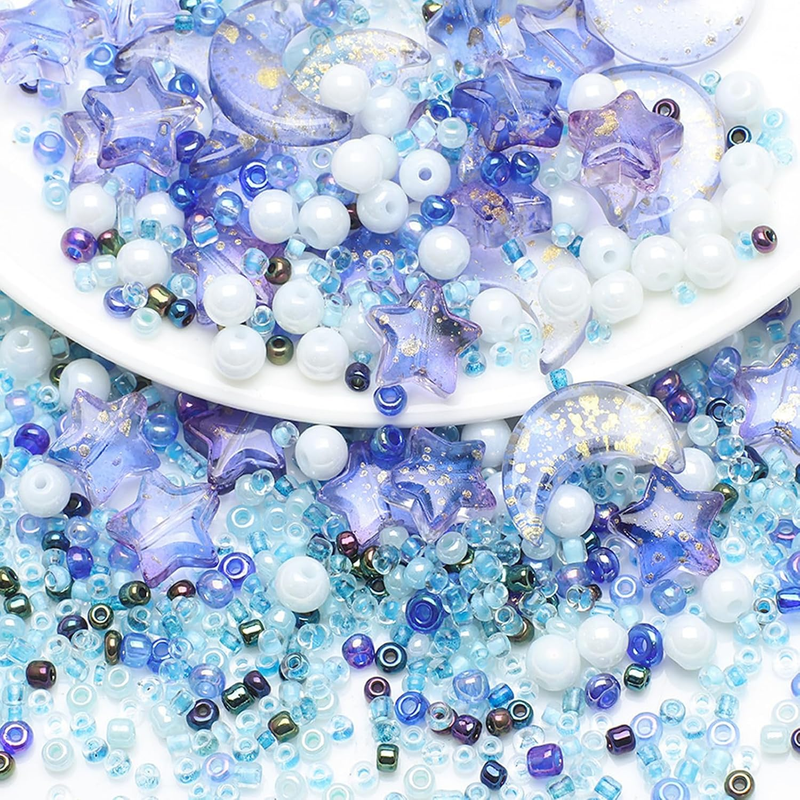 Mixed Star Moon Crystal Glass Beads Seedbeads Loose round Pearl Beads for Jewelr