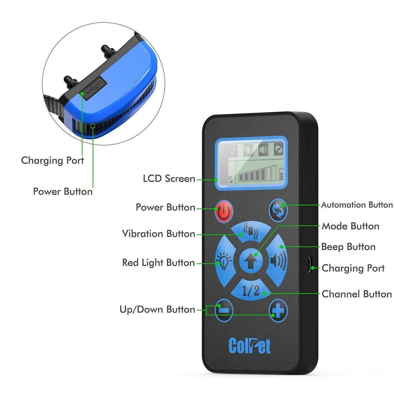 Dog Pet Training Shock Collar Rechargeable Waterproof with Remote All Sizes Bark