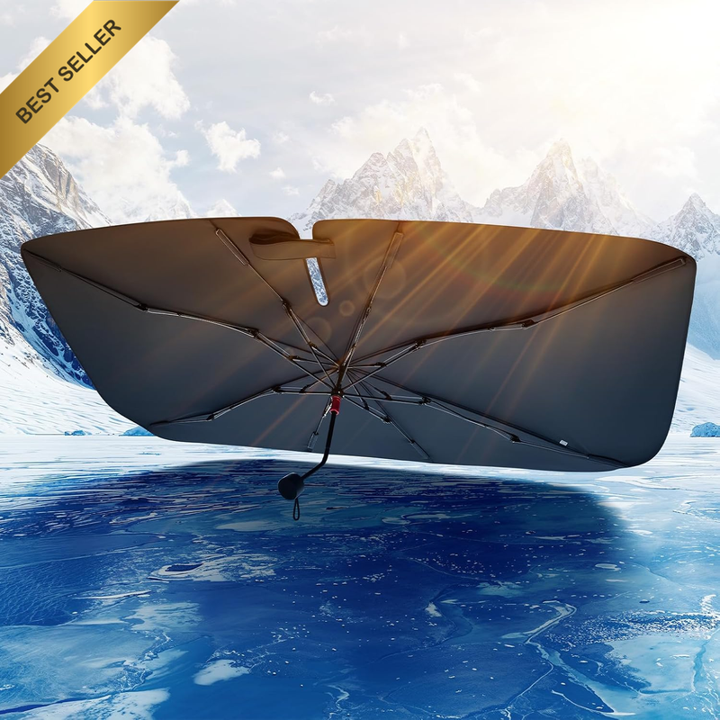 Windshield Sunshade Umbrella, Automotive Interior Sun Protection, Titanium Silve