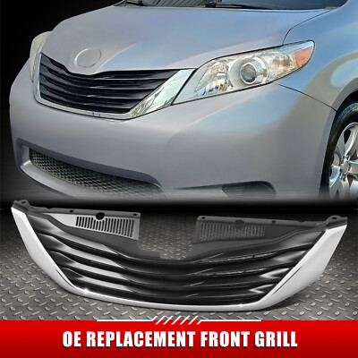 Для 11-14 Toyota Sienna Le OE Style Хромированная передняя решетка радиатора с эмблемой