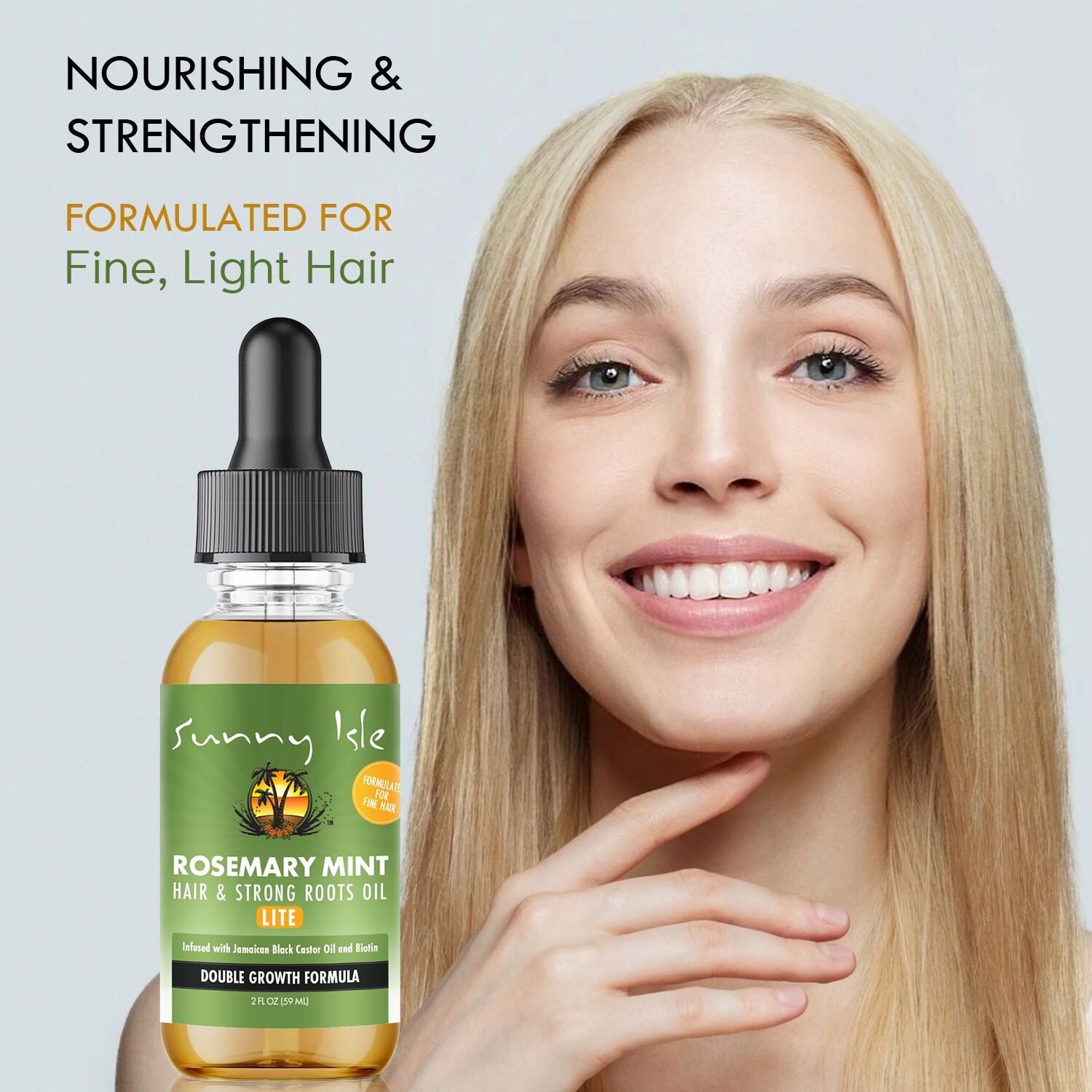 Sunny Isle Rosemary Mint Hair and Strong Roots LITE Oil 2oz