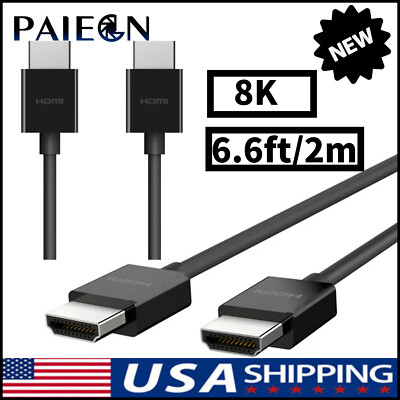 Paiegn HDMI 2.1 8K Cable Ultra HD HDR eARC High Speed 8K@60Hz 3D 48Gbps - Black
