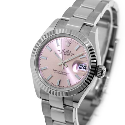 Rolex Datejust 28mm White Gold & Steel Pink Index Dial & Fluted Bezel 279174