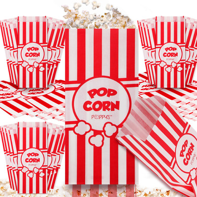 Poppy'S Paper Popcorn Bags - 200 1Oz Concession-Grade Bags, Popcorn Machine Acce