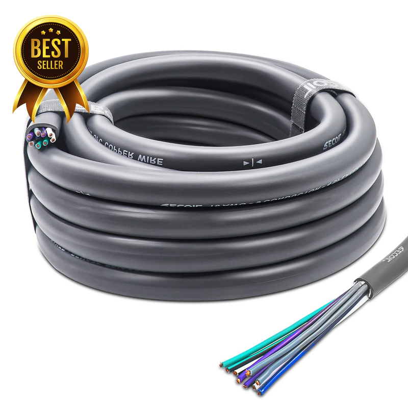 20-Feet 9-Conductor Speaker Cable 16AWG Pure OFC Easy Peel Jacket